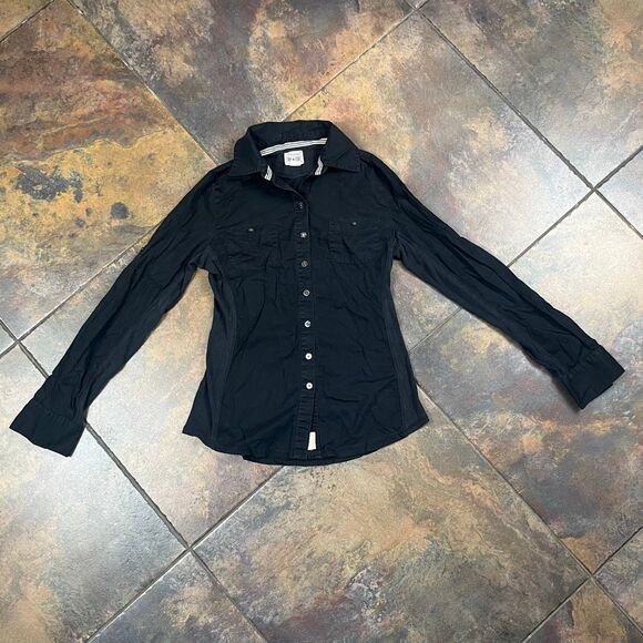 Converse One Star Women's Black Long Sleeve Button Down Top XS - Picture 3 of 10